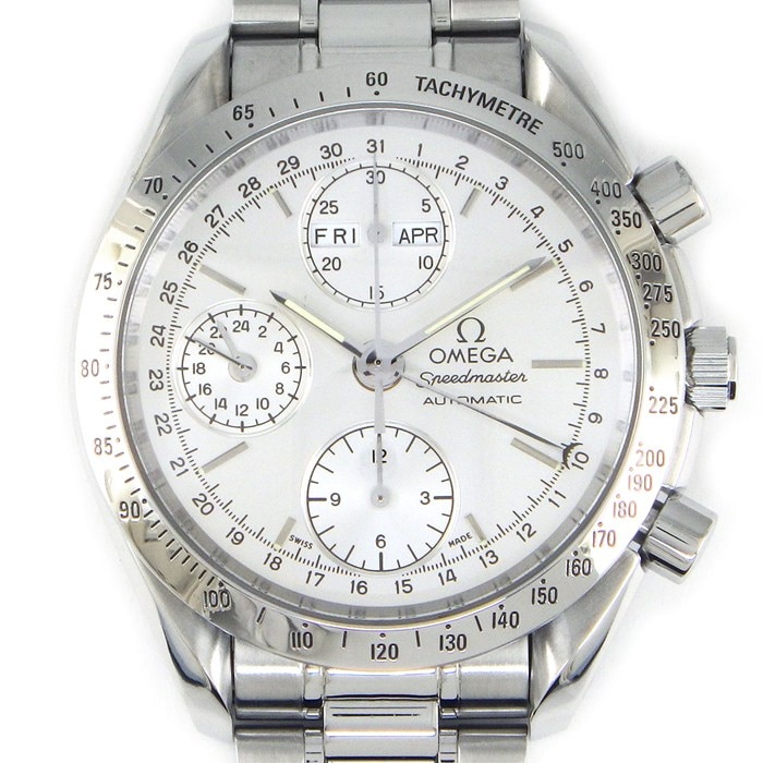 オメガ OMEGA 腕時計 スピードマスター 3521.30.00 シルバー文字盤 クロノグラフ タキメーター スモールセコンド 夜光針 トリプルカレンダー SS 自動巻き 【中古】