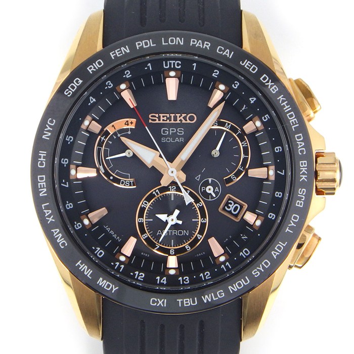 セイコー SEIKO 腕時計 アストロン SBXB-055/8X53-0AC0-2 ブラック文字盤 デイデイト ラバーベルト GP SS GPSソーラー 【箱・保付き】 【中古】