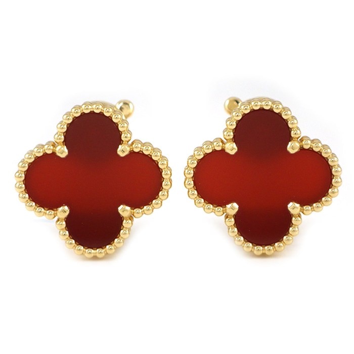 ヴァンクリーフ＆アーペル Van Cleef & Arpels ピアス ヴィンテージアルハンブラ VCARD40400 カーネリアン K18YG 【箱・保付き】 【中古】