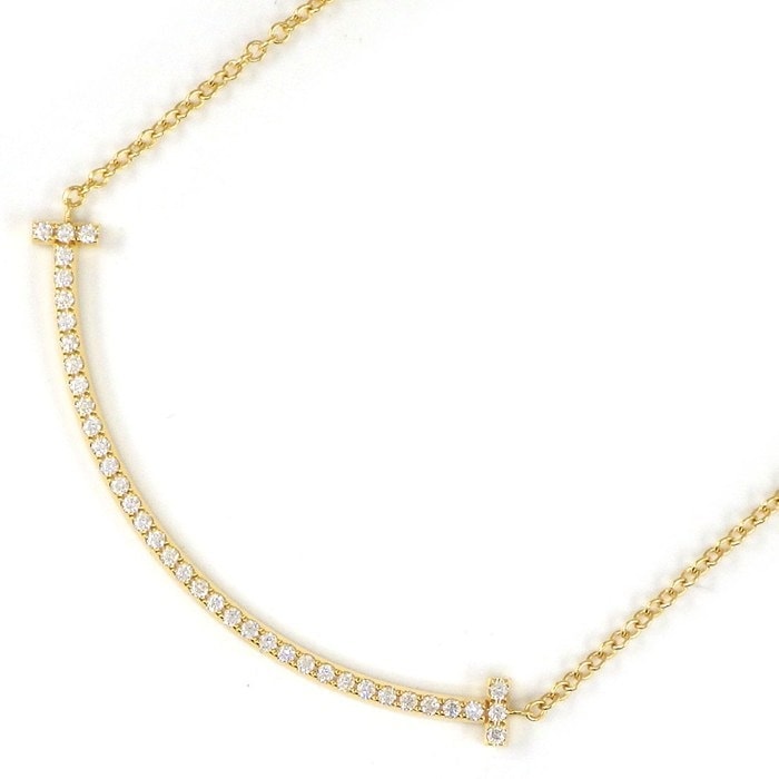 ティファニー Tiffany & Co. ネックレス Tスマイル スモール 63058777 ダイヤモンド 計0.10ct K18YG 【中古】