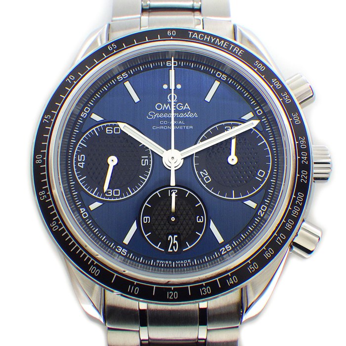 オメガ OMEGA 腕時計 スピードマスター レーシング 326.30.40.50.03.001 ブルー文字盤 デイト クロノグラフ タキメーター 夜光針 SS 自動巻き 【箱・保付き】 【中古】