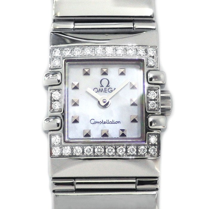 オメガ OMEGA 腕時計 コンステレーション カレ 1535.71 スクエア ホワイトシェル文字盤 ダイヤベゼル SS クオーツアナログ 【中古】