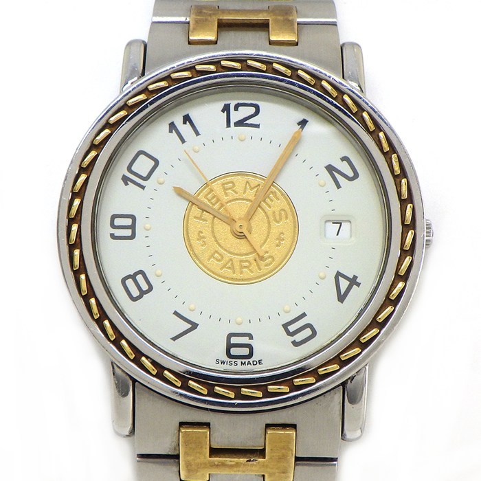 エルメス HERMES 腕時計 セリエ SE3.720 デイト グレー文字盤 GP SS クオーツアナログ 【中古】