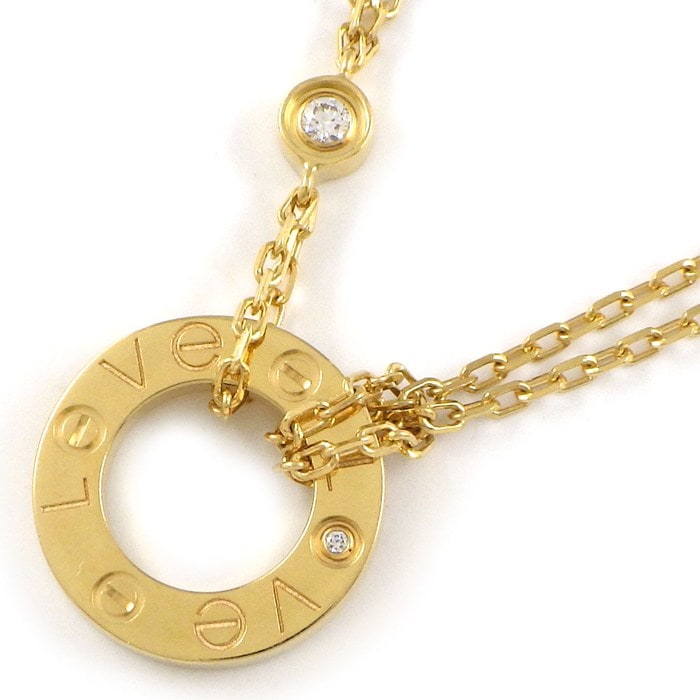 カルティエ Cartier ネックレス ラブサークル B7219500 2ポイント ダイヤモンド 計0.03ct K18YG 【中古】