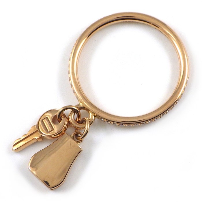 エルメス HERMES リング ケリー クロシェット PM H220651B 00050 キー ロック 32ポイント ハーフサークル ダイヤモンド 計0.11ct K18PG 9.5号 / #50 【中古】