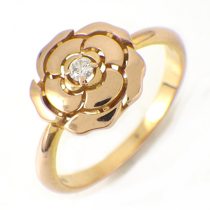 シャネル CHANEL リング カメリア J11662 1ポイント ダイヤモンド 0.05ct K18PG 11号 / #52 【中古】