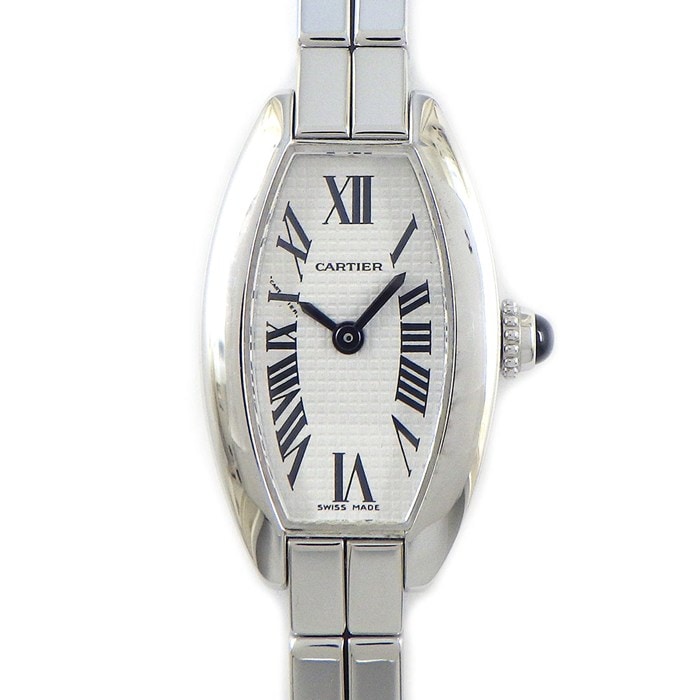 カルティエ Cartier 腕時計 ミニトノー ラニエール W15363W3 シルバー文字盤 ローマンインデックス K18WG クオーツアナログ 【中古】