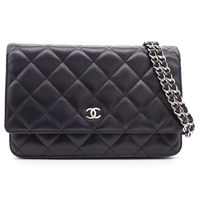 シャネル CHANEL ショルダーバッグ マトラッセ クラシック チェーンウォレット AP0250 2013年製 ブラック ボルドー ラムスキン 【中古】