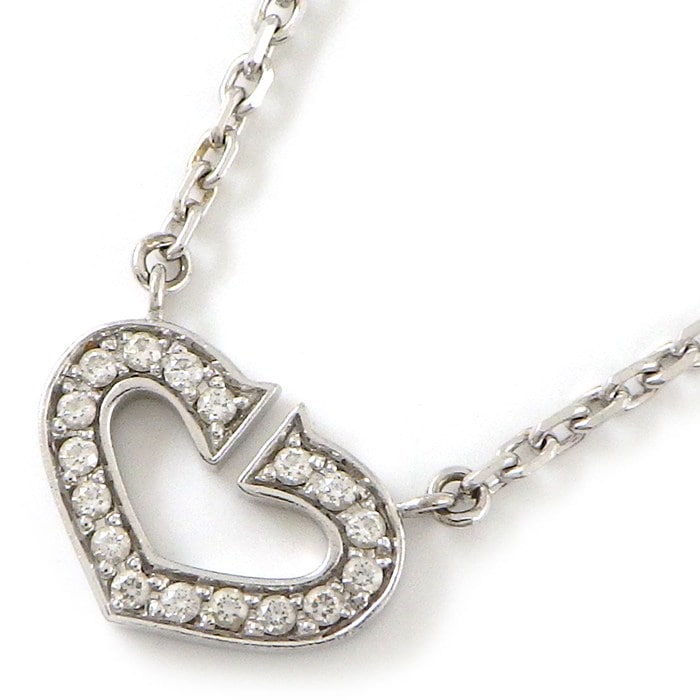  カルティエ Cartier ネックレス Cハート ダイヤモンド K18WG 【中古】