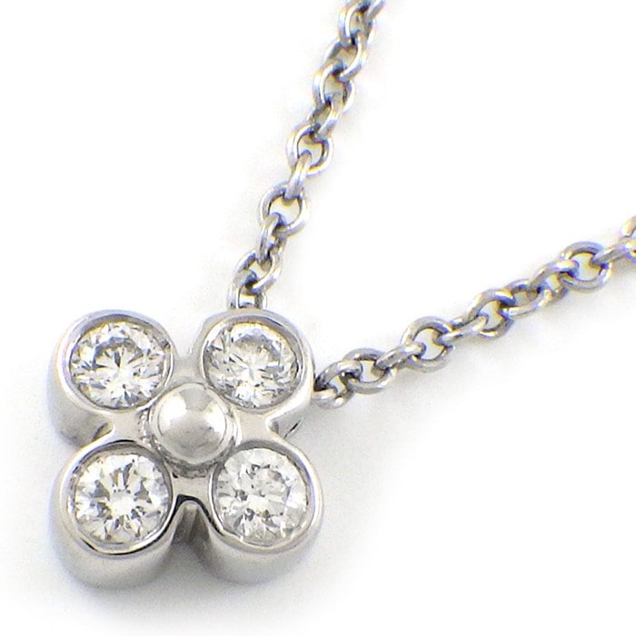 ティファニー Tiffany & Co. ネックレス ベゼルセット フラワー 4ポイント ダイヤモンド PT950 【中古】