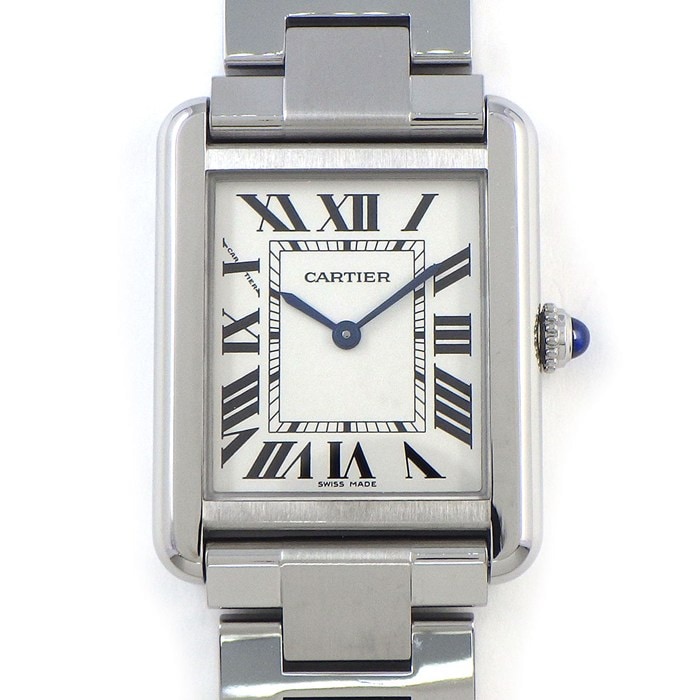カルティエ Cartier 腕時計 タンクソロ SM W5200013 レクタンギュラー シルバー文字盤 ローマンインデックス SS クオーツアナログ 【中古】