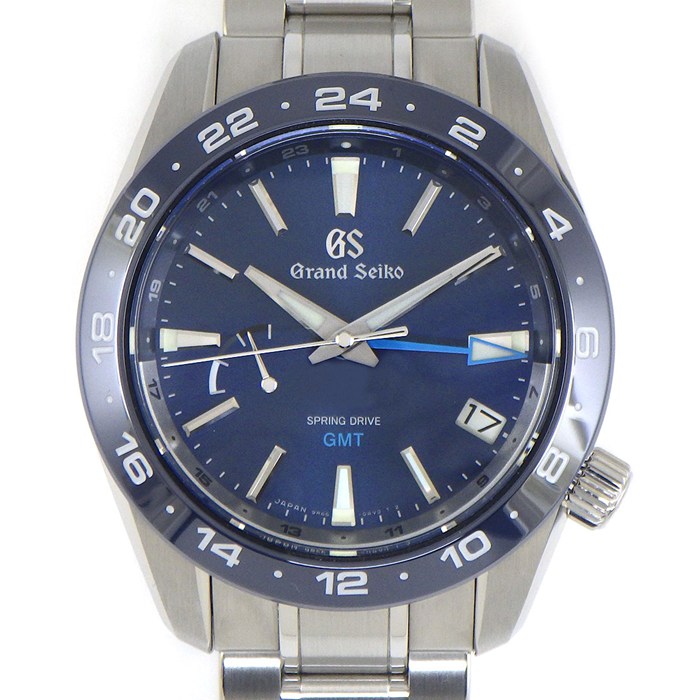 グランドセイコー Grand Seiko 腕時計 スポーツコレクション SBGE255/9R66-0BB0 サンレイ ブルー文字盤 夜光針/インデックス GMT デイト 24時針（デュアルタイム表示機能） セラミック SS スプリングドライブ 【箱・保付き】 【中古】