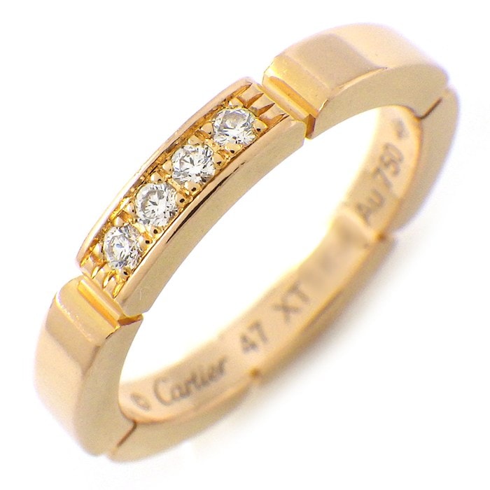 カルティエ Cartier リング マイヨンパンテール ウェディング バンド B4080547 4ポイント ダイヤモンド 計0.05ct K18PG 7号 / #47 【中古】