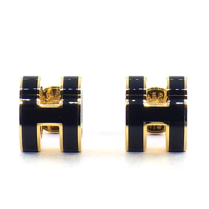 エルメス HERMES ピアス ポップH ポップアッシュ ミニ ノワール ラッカー GP 【中古】