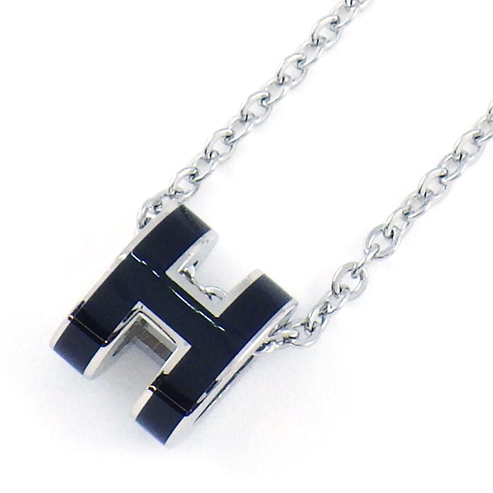 エルメス HERMES ネックレス ポップH ポップアッシュ ミニ ノワール ラッカー Pdメタル 【中古】