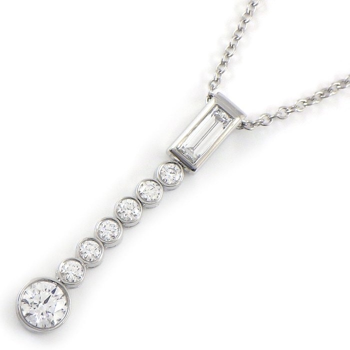 ティファニー Tiffany & Co. ネックレス ジャズドロップ スウィング 1ポイント バゲットカット 7ポイント ラウンドカット ダイヤモンド PT950 【中古】