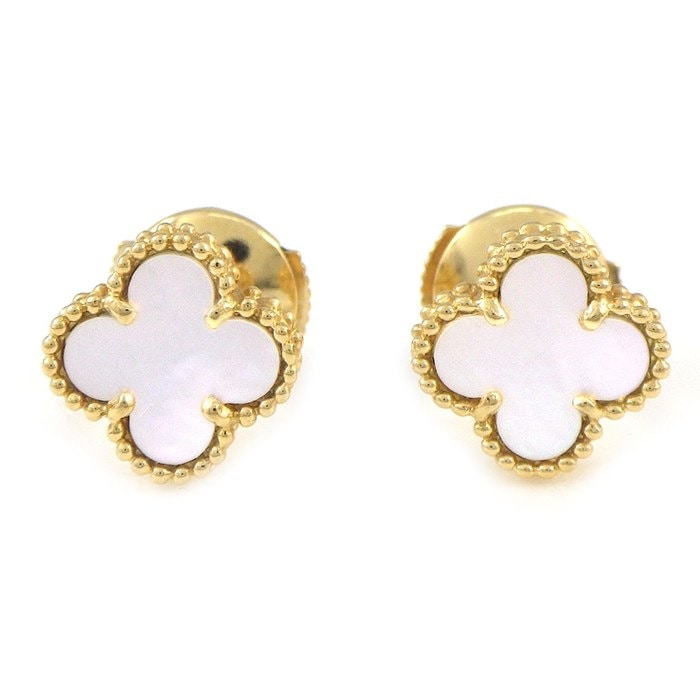 ヴァンクリーフ＆アーペル Van Cleef &amp; Arpels 腕時計 ラ・コレクション 38101 ホワイトシェル文字盤 K18WG SS カーキ リザード レザーベルト クオーツアナログ 【箱・保付き】 【中古】 ヴァンクリーフ＆アーペル Van Cleef & Arpels 腕時計 ラ