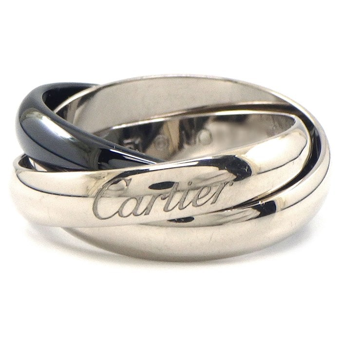 カルティエ Cartier リング トリニティ クラシックモデル K18WG セラミック 11号 / #51 【箱・保付き】 【中古】