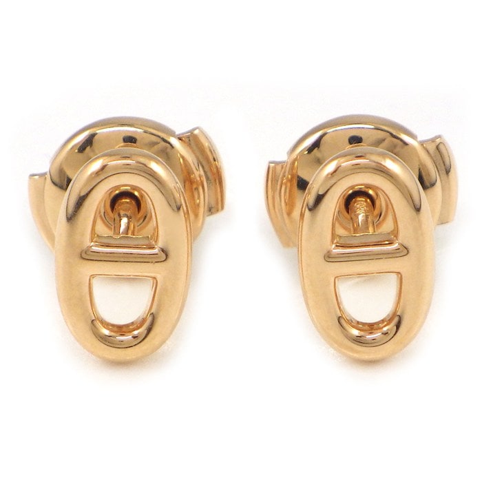 エルメス HERMES ピアス シェーヌダンクル ファランドール K18PG 【中古】
