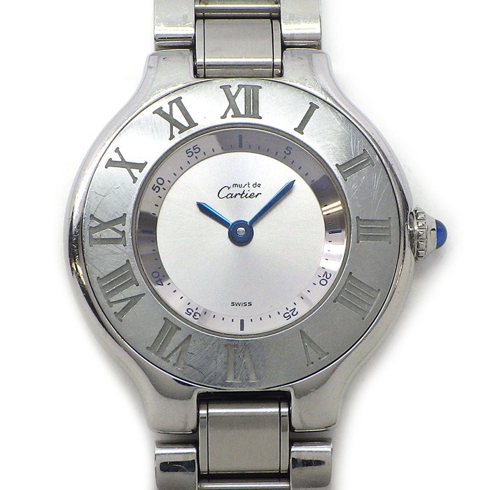 カルティエ Cartier 腕時計 マスト21 1340 サンレイ シルバー文字盤 ローマンベゼル SS クオーツアナログ 【中古】