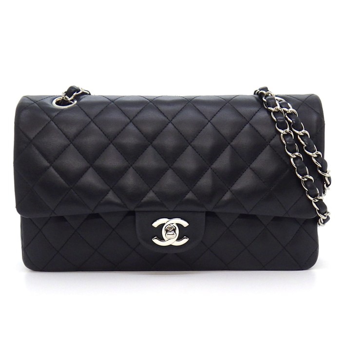 シャネル CHANEL ショルダーバッグ 11.12 クラシック ハンドバッグ マトラッセ25 A01112 2005年 ブラック ボルドー ラムスキン 【中古】