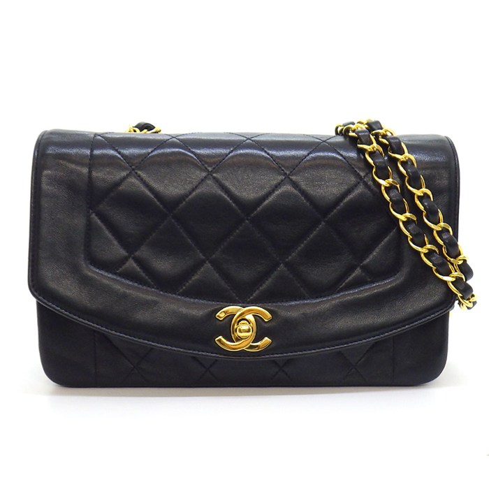 シャネル CHANEL ハンドバッグ ダイアナ22 チェーンショルダーバッグ A01164 1990年代 ブラック ボルドー ラムスキン ゴールド金具 【中古】