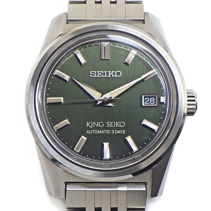 セイコー SEIKO 腕時計 キングセイコー SDKS025/6R55-0OB0 KSK メカニカル デイト 夜光インデックス 夜光針 ヘアライン仕上げ グリーン文字盤 SS 自動巻き 【箱・保付き】 【中古】
