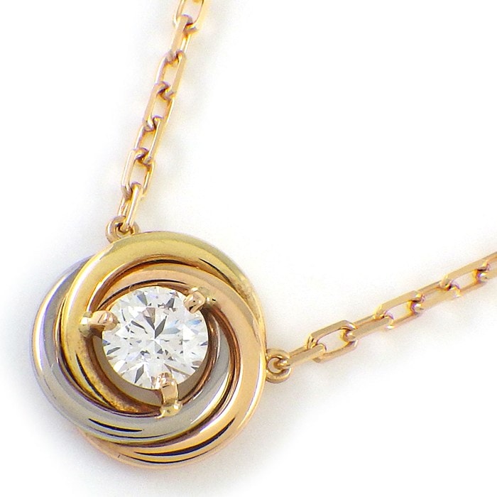 カルティエ Cartier ネックレス トリニティ スリーカラー 1ポイント ダイヤモンド K18PG K18WG K18YG 【中古】