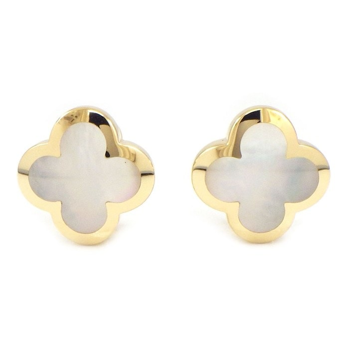 ヴァンクリーフ＆アーペル Van Cleef & Arpels ピアス ピュアアルハンブラ ARA39100 ホワイト シェル K18YG 【箱・保付き】 【中古】