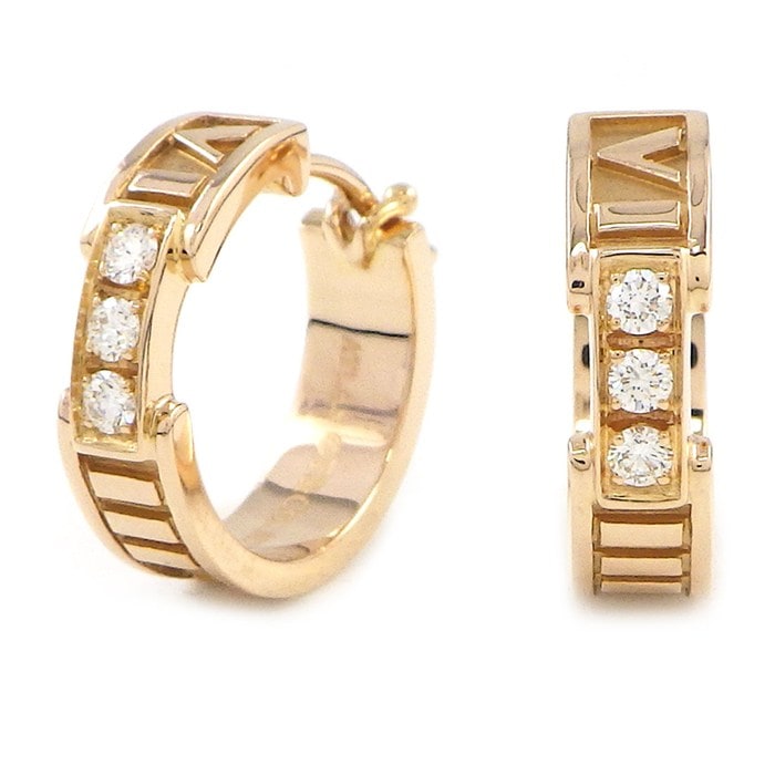 ティファニー Tiffany & Co. ピアス アトラス フープ ダイヤモンド K18PG 【中古】