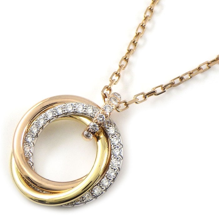 カルティエ Cartier ネックレス トリニティ SM セミパヴェ B7224849 スリーカラー 33ポイント ダイヤモンド 計0.25ct K18PG K18WG K18YG 【箱・保付き】 【中古】