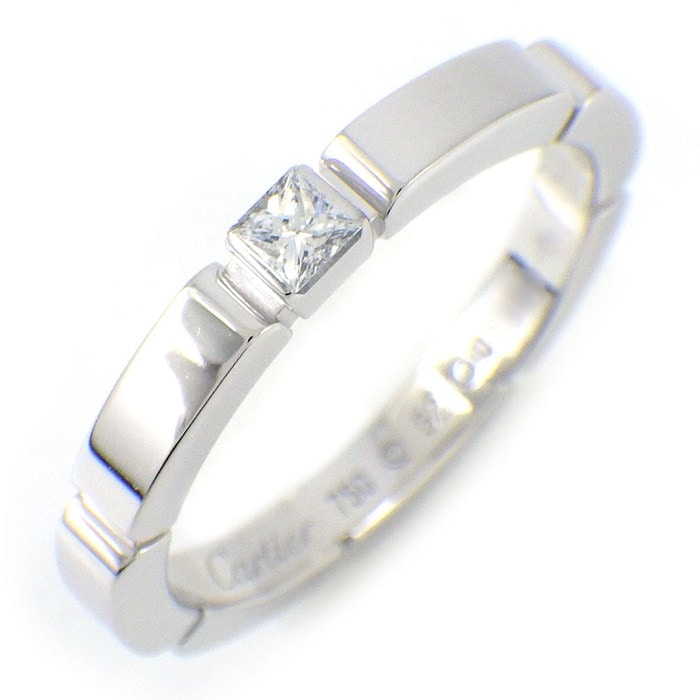 カルティエ Cartier リング マイヨンパンテール B4080252 1ポイント プリンセスカット ダイヤモンド K18WG 11.5号 / #52 【箱・保付き】 【中古】
