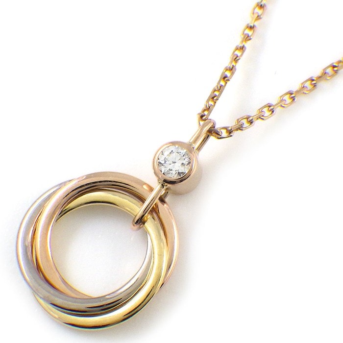 カルティエ Cartier ネックレス トリニティ B7224815 スリーカラー 1ポイント ダイヤモンド 0.05ct K18PG K18WG K18YG 【箱・保付き】 【中古】