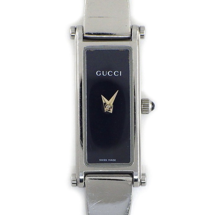 グッチ GUCCI 腕時計 ブレスウォッチ 1500L レクタンギュラー ブラック文字盤 SS クオーツアナログ 【中古】