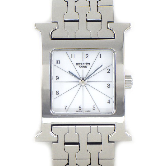 エルメス HERMES 腕時計 Hウォッチ HH1.210 スクエア ホワイト文字盤 SS クオーツアナログ 【中古】