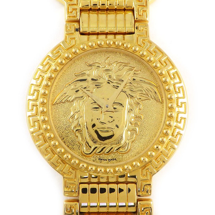 ヴェルサーチェ VERSACE 腕時計 コインウォッチ 7008011 メデューサ ゴールド文字盤 GP クオーツアナログ 【中古】