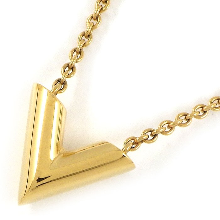 ルイ・ヴィトン LOUIS VUITTON ネックレス エセンシャルV M61083 モノグラム Vロゴ GP 【中古】
