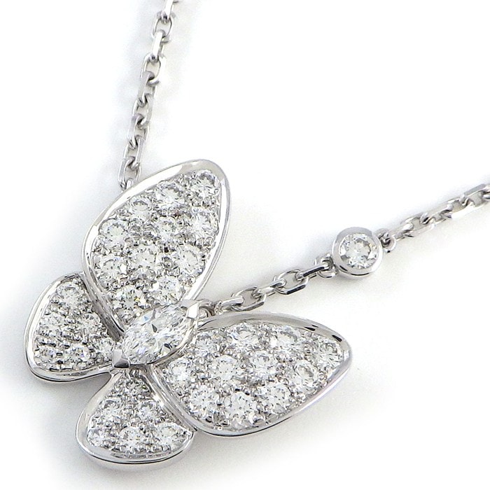 ヴァンクリーフ＆アーペル Van Cleef & Arpels ネックレス パピヨン VCARO3M400 バタフライ パヴェ 36ポイント ダイヤモンド 計0.88ct K18WG 【箱・保付き】 【中古】
