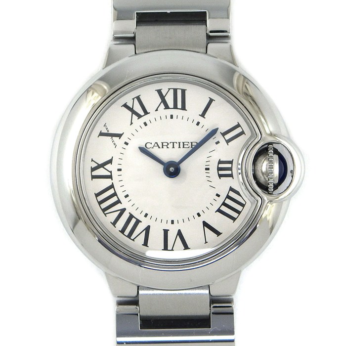 カルティエ Cartier 腕時計 バロンブルー SM W69010Z4 シルバー文字盤 ローマンインデックス SS クオーツアナログ 【中古】
