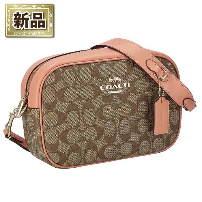 【新品】コーチ COACH ショルダーバッグ ジェイミー カメラバッグ CA547 IMVH0 2023 SS カーキ シグネチャーキャンバス ライトコーラル スムースレザー ゴールド金具