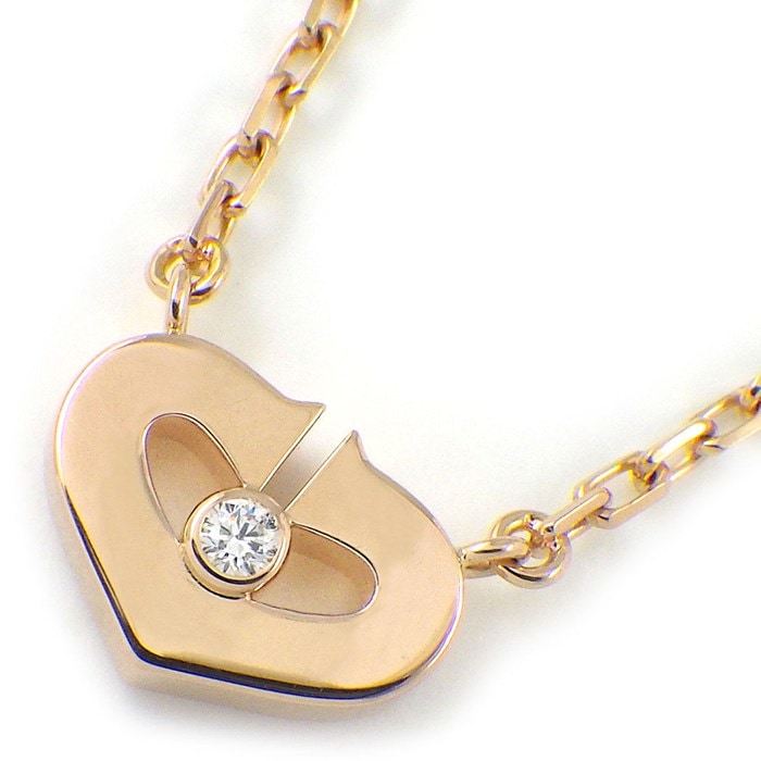  カルティエ Cartier ネックレス Cハート B3040400 1ポイント ダイヤモンド K18PG 【箱・保付き】 【中古】
