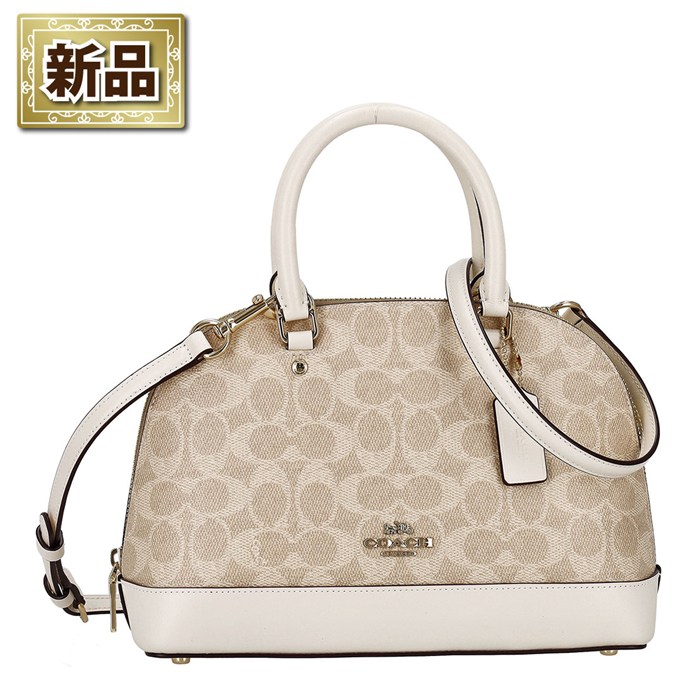 【新品】コーチ COACH ハンドバッグ/ショルダーバッグ ミニ ボストンバッグ CCQ26 IMXDM 2025 AW サンド シグネチャーキャンバス チョーク レザー ゴールド金具
