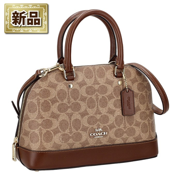 【新品】コーチ COACH ハンドバッグ/ショルダーバッグ ミニ ボストンバッグ CCQ26 IMXHE 2025 AW タン シグネチャーキャンバス ブラウン レザー ゴールド金具