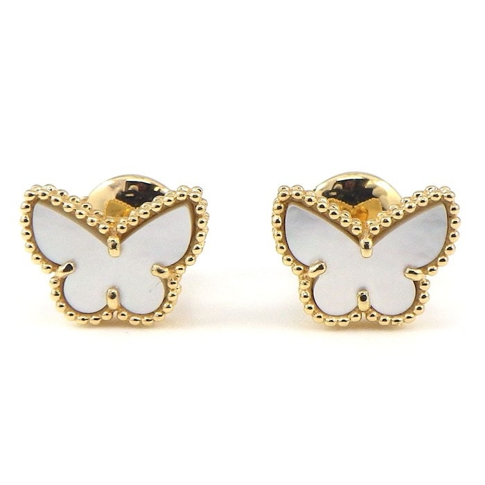 ヴァンクリーフ＆アーペル Van Cleef & Arpels ピアス スウィートアルハンブラ パピヨン VCARN5JM00 ホワイト シェル K18YG 【中古】