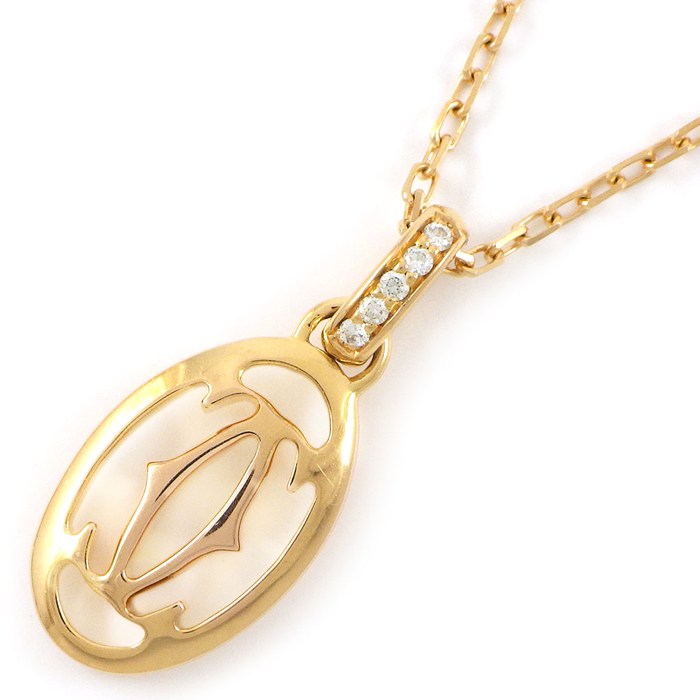 カルティエ Cartier ネックレス ロゴ ドゥーブル B7219200 ダイヤモンド K18PG 【箱・保付き】 【中古】