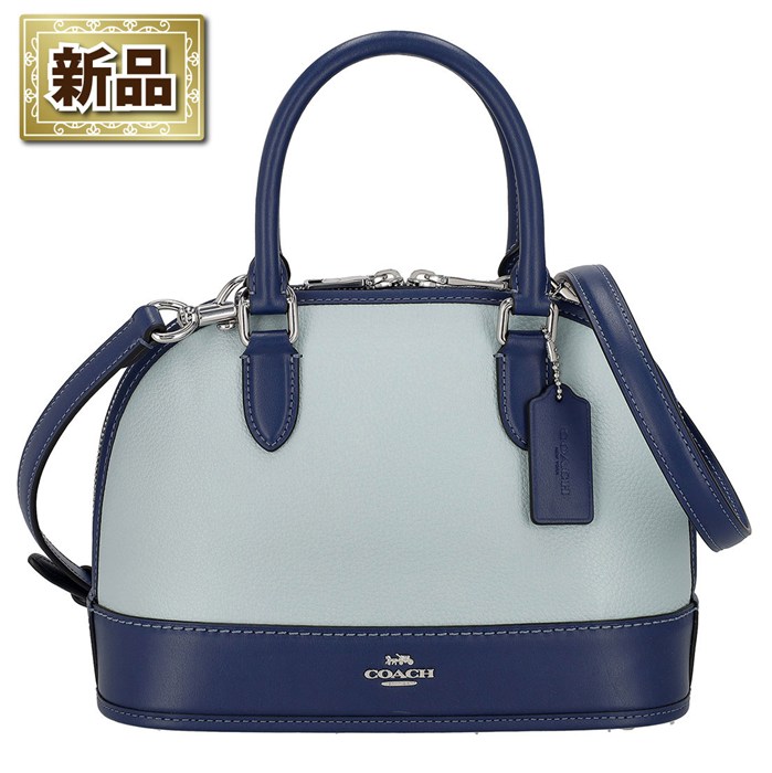 【新品】コーチ COACH ハンドバッグ/ショルダーバッグ サブリナ サッチェルバッグ カラーブロック CAM56 SVXUS 2025 SS ライトブルー リファインド ぺブルレザー ディープブルー スムースレザー シルバー金具