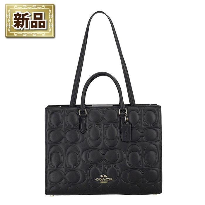 【新品】コーチ COACH マギー トートバッグ CY672 IMBLK 2026 SS ブラック シグネチャー スムースレザー ゴールド金具