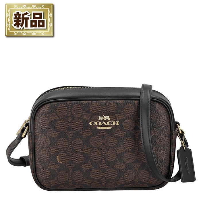 【新品】コーチ COACH ジェイミー カメラバッグ CZ186 IMXAQ 2025 AW ウォルナット シグネチャーキャンバス ブラック レザー ゴールド金具