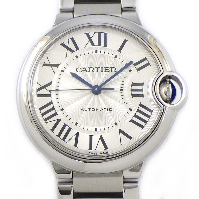 カルティエ Cartier 腕時計 バロンブルー WSBB0048 ギョーシェ シルバー文字盤 ローマンインデックス SS 自動巻き 【箱・保付き】 【中古】