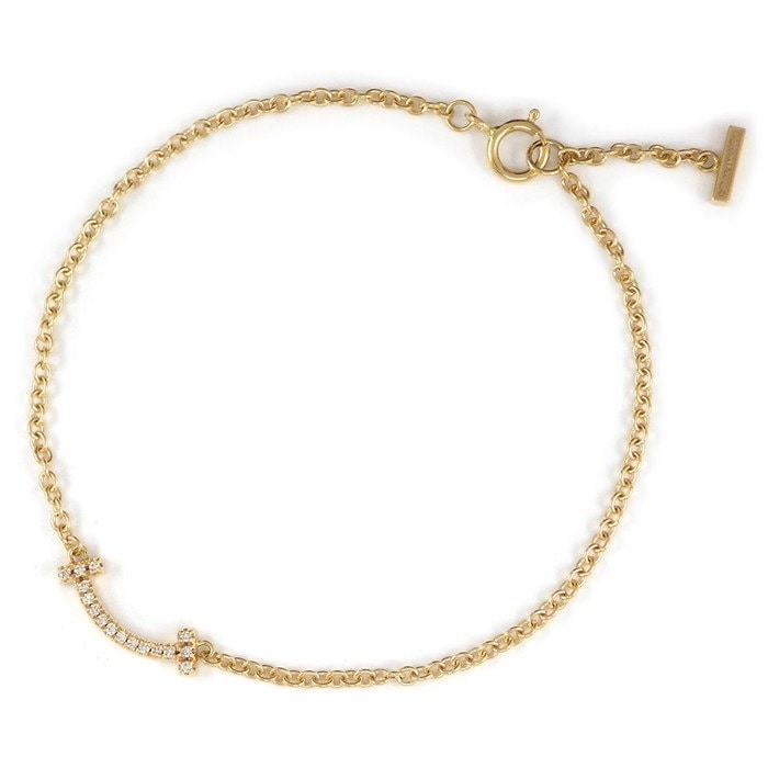 ティファニー Tiffany & Co. ブレスレット Tスマイル ミニ マイクロ 62994630 ダイヤモンド 計0.04ct K18PG 【中古】